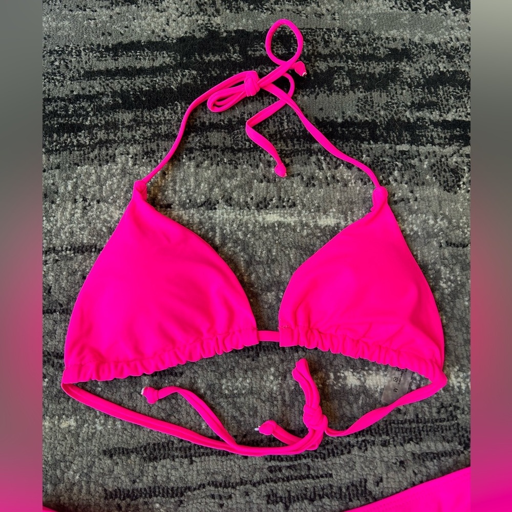 SHEIN Hot Pink Triangle High-Waisted Bikini - Picture 3 of 7